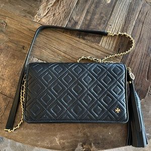 Tory Burch Black Fleming Wallet on Chain